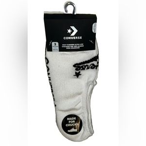 Converse Ultra Low Socks 3 Pair Women 4-10 White Gray Black w Dual Logo 4 Chucks